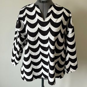 Marimekko for Uniqlo linen 3/4 sleeve blouse